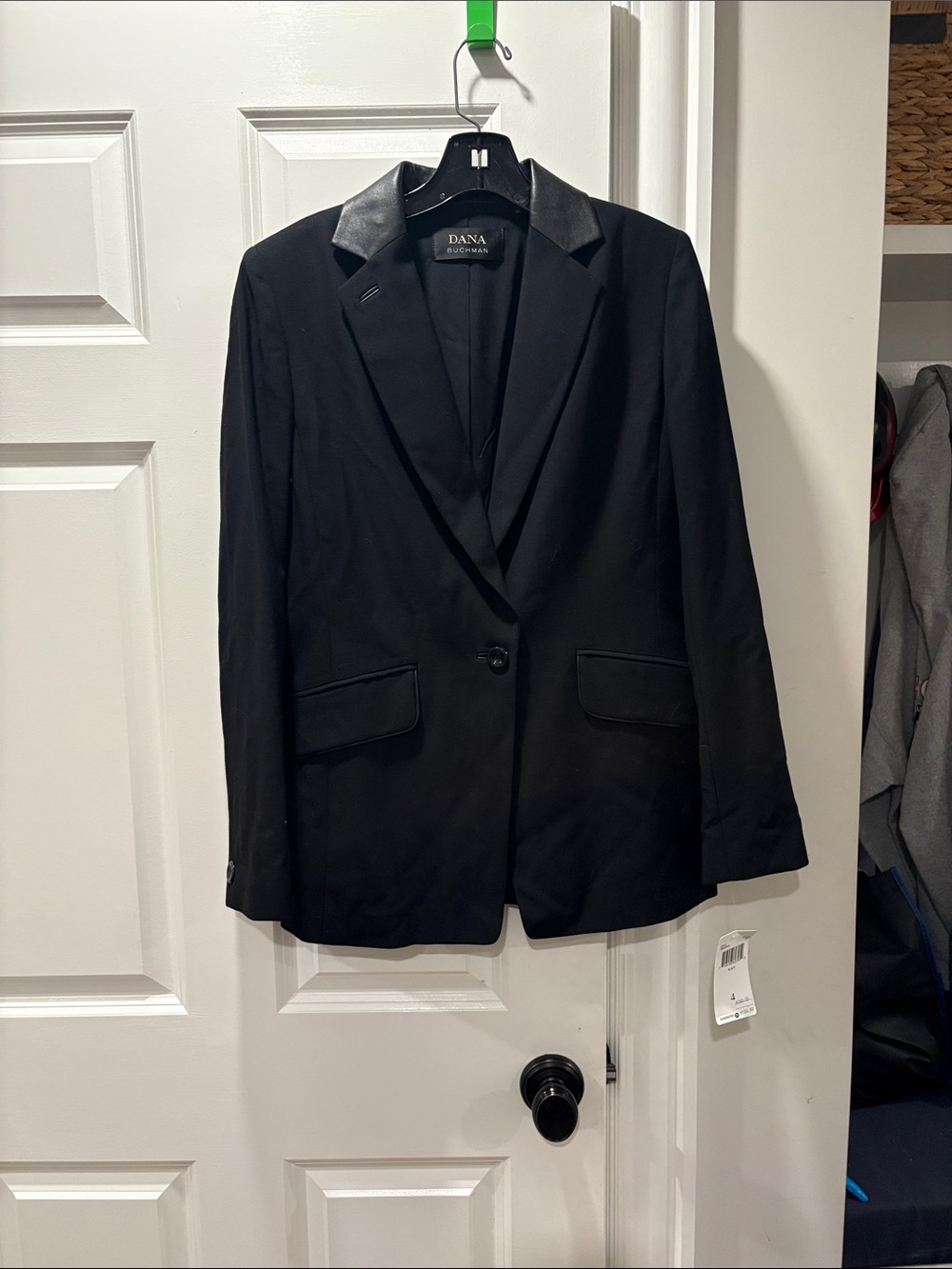 Dana Buchman Black Blazer with Faux Leather Collar